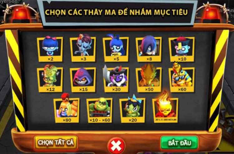 bảng trả thưởng zombie party