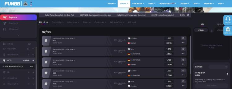 cá cược Starcraft II tại nhà cái Fun88